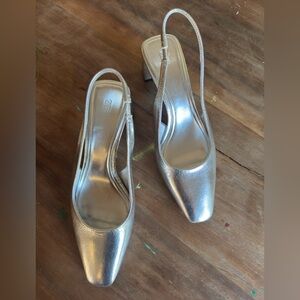 Zara Silver Slingback Heels